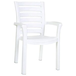 compamia marina resin patio dining arm chair in white (set of 4)