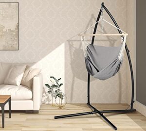 lazzo hanging lounge chair with stand indoor outdoor swing chair include x-shaped stand lounge chair stand set hanging egg chair swing chair for bedroom cotton hang chair and heavy duty steel stand