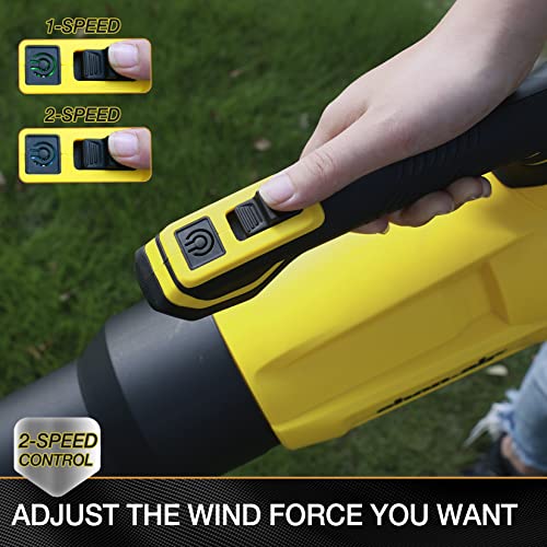 SHOP·AIR 20V Cordless Leaf Blower, 450CFM/110MPH Brushless Blower with Variable Speed, Lightweight for Lawn Care Snow Blowing Yard Cleaning, 4.0Ah Battery (Quick Charger Included)