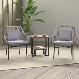 Amazon Basics Outdoor All Weather Rope Club Chair with Steel Frame and Cushions - 2 Pack, Gray