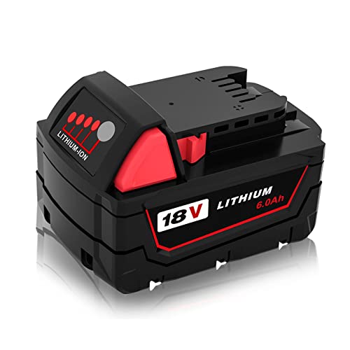 【Upgraded to 6000mAh】Replacement Lithium Battery for Milwaukee M18 Battery for Milwaukee 18V Battery 48-11-1815 48-11-1820 48-11-1828 48-11-1850 Compatible with Milwaukee 18V Cordless Power Tools