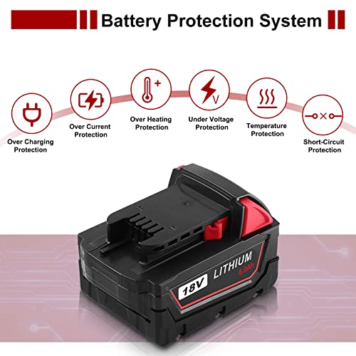 【Upgraded to 6000mAh】Replacement Lithium Battery for Milwaukee M18 Battery for Milwaukee 18V Battery 48-11-1815 48-11-1820 48-11-1828 48-11-1850 Compatible with Milwaukee 18V Cordless Power Tools