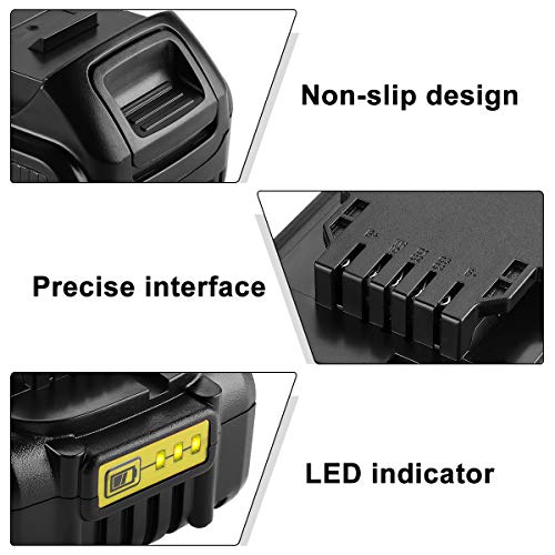 Energup 2Pack 6.0Ah Replacement Dewalt 20V MAX XR Battery + DCB118 Charger DCB107 DCB105 DCB101 DCB115 for Dewalt 20V Battery DCB204 DCB206 DCB180 DCD985B DCB200 DCD/DCF/DCG Dewalt 20V Battery