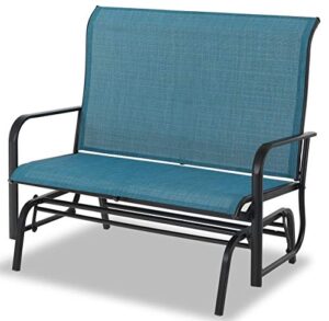 sophia & william patio glider rocking chair for 2 person, outdoor swing love seat rocker chair bench of sling fabric and power coating metal frame for porch, balcony, backyard