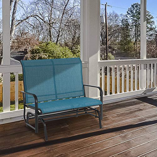 Sophia & William Patio Glider Rocking Chair for 2 Person, Outdoor Swing Love Seat Rocker Chair Bench of Sling Fabric and Power Coating Metal Frame for Porch, Balcony, Backyard