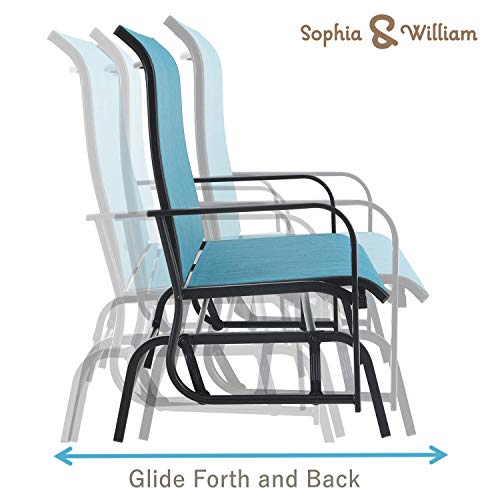 Sophia & William Patio Glider Rocking Chair for 2 Person, Outdoor Swing Love Seat Rocker Chair Bench of Sling Fabric and Power Coating Metal Frame for Porch, Balcony, Backyard