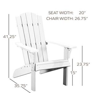 Vobelta Adirondack Chair, Premium Poly Lumber, Ergonomic Design and Comfort, Heavy Duty, Weatherproof, Outdoor Patio Garden Classic Adirondack Chairs, Waves Collection (White)