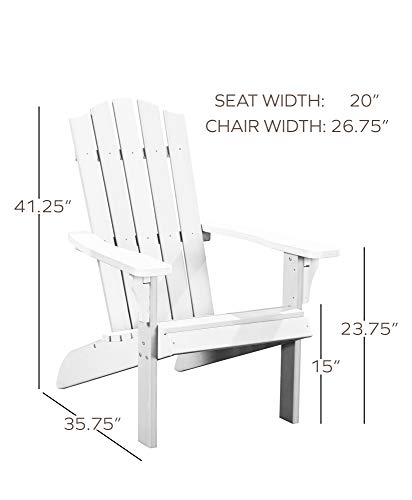 Vobelta Adirondack Chair, Premium Poly Lumber, Ergonomic Design and Comfort, Heavy Duty, Weatherproof, Outdoor Patio Garden Classic Adirondack Chairs, Waves Collection (White)