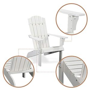 Vobelta Adirondack Chair, Premium Poly Lumber, Ergonomic Design and Comfort, Heavy Duty, Weatherproof, Outdoor Patio Garden Classic Adirondack Chairs, Waves Collection (White)