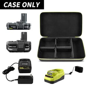 Case Compatible with Ryobi ONE+ 18V Lithium-Ion 4.0/ 3.5/ 3.0/ 2.0/ 1.5 Ah Compact Battery. Storage Carrying Holder for Ryobi 18-Volt Battery Charger. Organizer Container with 6 Dividers (Box Only)