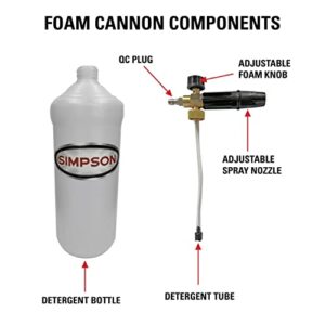 Simpson Cleaning 80271 Pressure Washer Foam Cannon with 1/4 Inch Quick Connector, 1 Liter, White