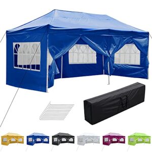 yescom 10×20′ heavy duty enclosed pop up canopy folding with 4 sidewalls for outdoor event vendor farmer flea market tent navy