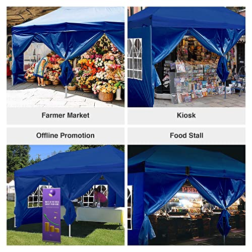 Yescom 10x20' Heavy Duty Enclosed Pop Up Canopy Folding with 4 Sidewalls for Outdoor Event Vendor Farmer Flea Market Tent Navy