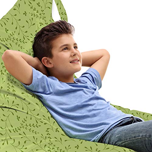 Lunarable Modern Floral Lounger Chair Bag, Ivy Like Repetitive Style Leaves and Branches Pattern Illustration, High Capacity Storage with Handle Container, Lounger Size, Avocado Green