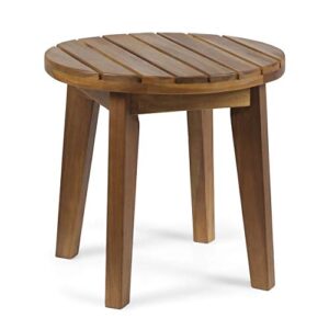 christopher knight home parker outdoor 16″ acacia wood side table, teak finish