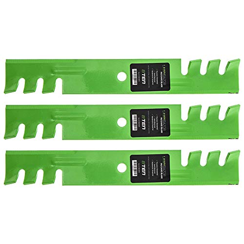 8TEN LawnRAZOR Mower Blade for Gravely Scag Hustler John Deere 48 inch Deck 795757 481706 482461 (Heavy Duty Toothed Mulching) 3 Pack