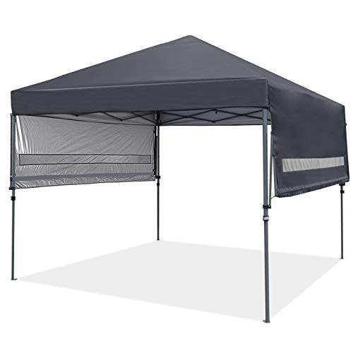 MASTERCANOPY 10x10 Pop-up Gazebo Canopy Tent with Double Awnings Dark Gray