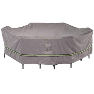 duck covers soteria waterproof 109 inch rectangular/oval patio table with chairs cover, outdoor table and chair cover, grey