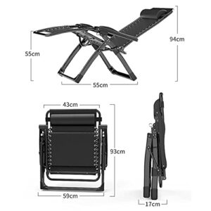 ABaippj Zero Gravity Chair Folding Bed Chair Single, Black Zero Gravity Recliner Patio Reclining can Lay Flat Beach Camping Lounge Chair Sun Lounger