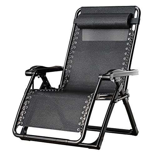 ABaippj Zero Gravity Chair Folding Bed Chair Single, Black Zero Gravity Recliner Patio Reclining can Lay Flat Beach Camping Lounge Chair Sun Lounger