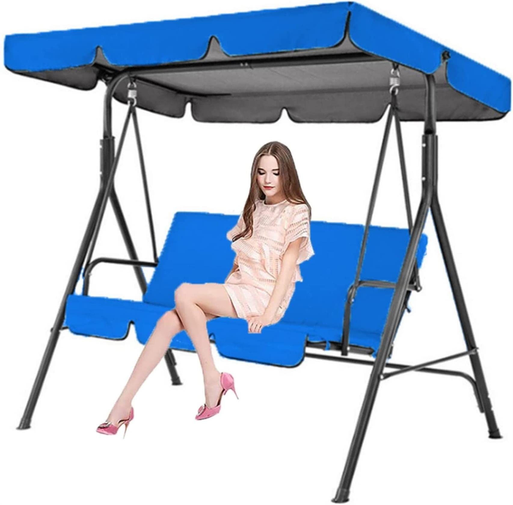 Patio Swing Canopy Waterproof Top Cover Set,210D Oxford Cloth Canopy Cover Universal Garden Swing Seat Canopy Replacement for Garden Patio