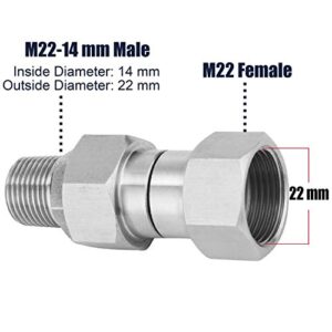 M MINGLE Pressure Washer Swivel Fitting, Metric M22 14mm Thread, Stainless Steel, 4500 PSI