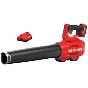 craftsman v20 cordless leaf blower, variable speed, up to 100 mph, with 2 batteries and charger (cmcbl720d2)