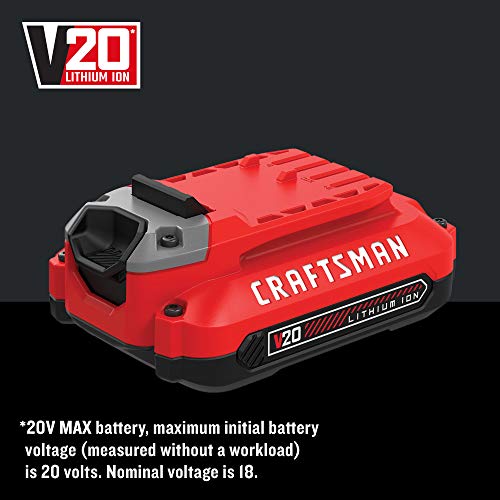 CRAFTSMAN V20 Cordless Leaf Blower, Variable Speed, Up To 100 MPH, with 2 Batteries and Charger (CMCBL720D2)