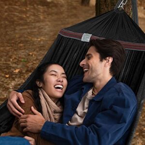 Tranquillo Double Hammock with Stand Included for 2 Persons/ Foldable Hammock Stand 550 lbs Capacity Portable Case - Inhouse, Outdoor, Camping, Black