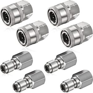 shimeyao 4 sets npt 1/4 inch pressure washer coupler quick connect plug male female 1/4 quick connect fittings pressure washer adapters pressure washer accessories (internal thread)