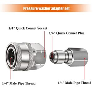 Shimeyao 4 Sets NPT 1/4 Inch Pressure Washer Coupler Quick Connect Plug Male Female 1/4 Quick Connect Fittings Pressure Washer Adapters Pressure Washer Accessories (Internal Thread)