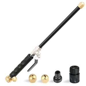 pressure power washer spray nozzle, 18 inch, garden hose wand for car washing and high outdoor window washing, black