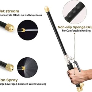 Pressure Power Washer Spray Nozzle, 18 Inch, Garden Hose Wand for Car Washing and High Outdoor Window Washing, Black