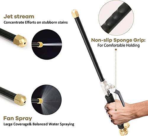 Pressure Power Washer Spray Nozzle, 18 Inch, Garden Hose Wand for Car Washing and High Outdoor Window Washing, Black