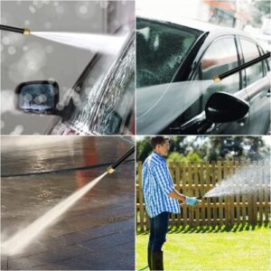 Pressure Power Washer Spray Nozzle, 18 Inch, Garden Hose Wand for Car Washing and High Outdoor Window Washing, Black