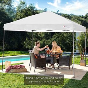 Best Choice Products 10x10ft 1-Person Setup Pop Up Canopy Tent Instant Portable Shelter w/ 1-Button Push, Straight Legs, Wheeled Carry Case, Stakes - White