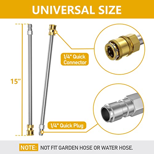 EVEAGE 13.7" "Viper Surround Pressure Washer Surface Cleaner with 4 Wheels Stainless Steel Washer Surface Cleaner & Unique Bending Rod Design 2 Nozzels for Cleaning Driveway, Sidewalk, Max 4000PSI