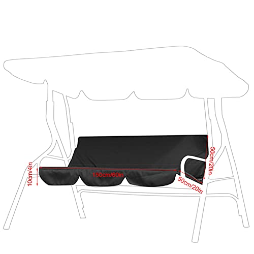 Duokon Patio Outdoor Swing Covers, 3 Triple Seater Hammock Cover Waterproof Windproof Protector for Patio Furniture(Black)