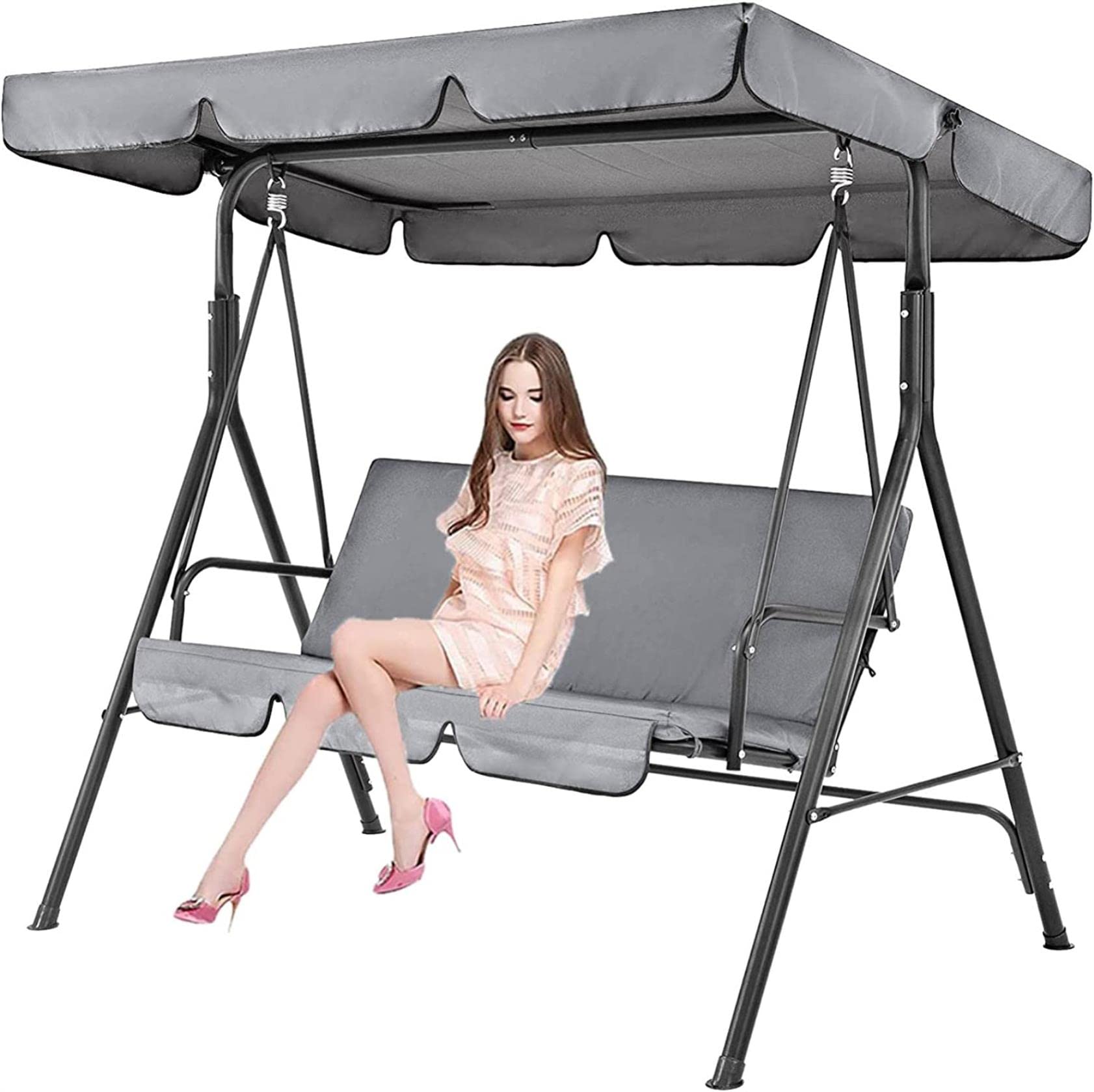 Patio Swing Canopy Waterproof Top Cover Set,210D Oxford Cloth Canopy Cover Universal Garden Swing Seat Canopy Replacement for Garden Patio