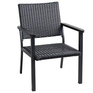 c-hopetree outdoor lounge chair for outside patio porch, metal frame, black all weather wicker