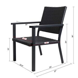 C-Hopetree Outdoor Lounge Chair for Outside Patio Porch, Metal Frame, Black All Weather Wicker