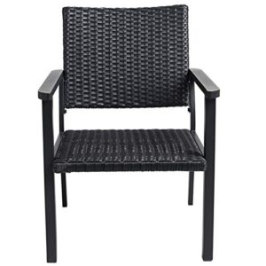 C-Hopetree Outdoor Lounge Chair for Outside Patio Porch, Metal Frame, Black All Weather Wicker