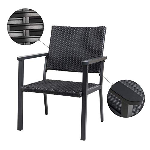 C-Hopetree Outdoor Lounge Chair for Outside Patio Porch, Metal Frame, Black All Weather Wicker