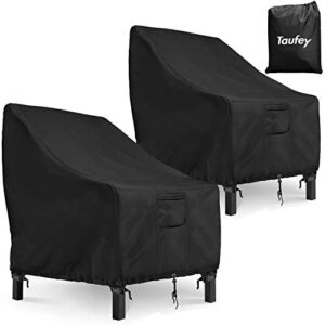 taufey patio chair covers, 31”lx38”dx30”h 600d heavy duty rip-stop and waterproof outdoor chair covers (2 pack – medium, black)