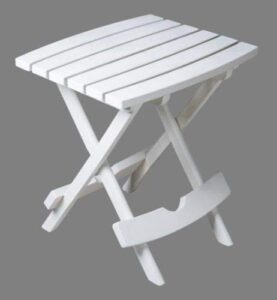 quik fold patio side table, resin, white