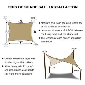 JETEVIOS Waterproof 13'x13'x13' Triangle Solid Sun Shade Sail Canopy UV Resistant for Outdoor Patio Garden Backyard Beige