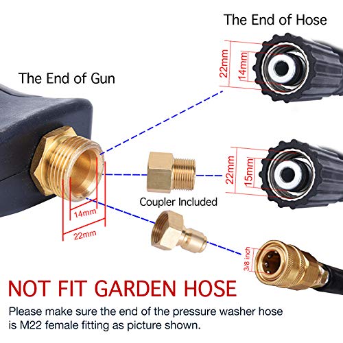 N / A Pressure Washer Spray Gun with Detachable Side Assist Handle, Pressure Washer Gun Kit with Replacement Extension Wand, 5 Nozzle Tips, 4000 PSI, M22 Fitting