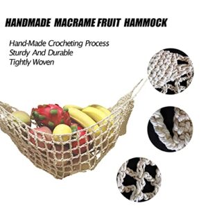 BUBOORON Large Macrame Fruit Hammock Under Cabinet,Veggie Banana Hammock Hanging Fruit Basket,Saves Counter Space for Kitchen Boat Rv Camper (nature)