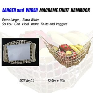 BUBOORON Large Macrame Fruit Hammock Under Cabinet,Veggie Banana Hammock Hanging Fruit Basket,Saves Counter Space for Kitchen Boat Rv Camper (nature)