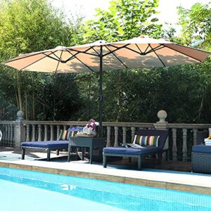 sophia & william 15ft patio umbrella (base included), extra large outdoor double-sided umbrella, beige